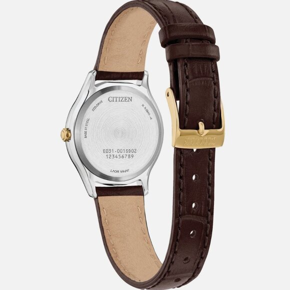 Citizen Eco Drive Women\'s Diamond Accents Brown Gold Watch 29MM